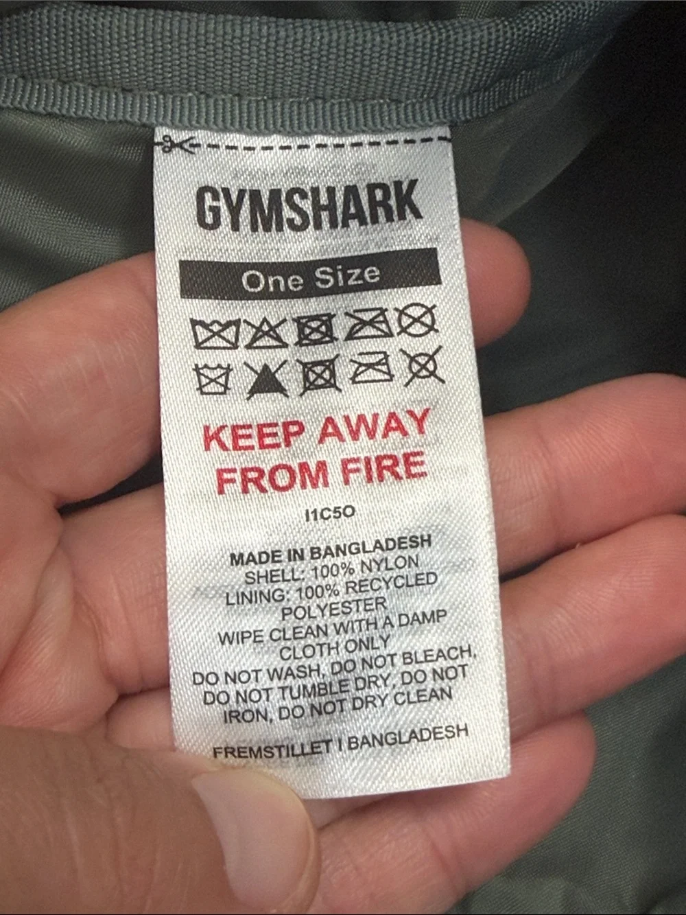 Gym Shark Green Pleated Nylon Crossbody Bag Adjustable Strap Logo Zip Closure